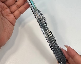 Iridescent Stibnite Mineral Specimen – Rare Antimonite Crystal from Wuning Mine, China