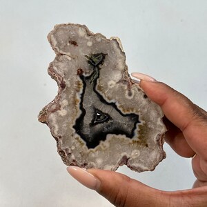 Dreamy Agate Slab with Bold Black Banding | Natural Quartz-Infused Agate from Brazil