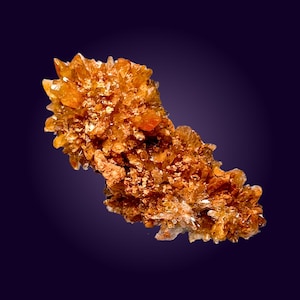 Vibrant Orange Creedite Crystal with UV Fluorite - Navidad Mine, Mexico