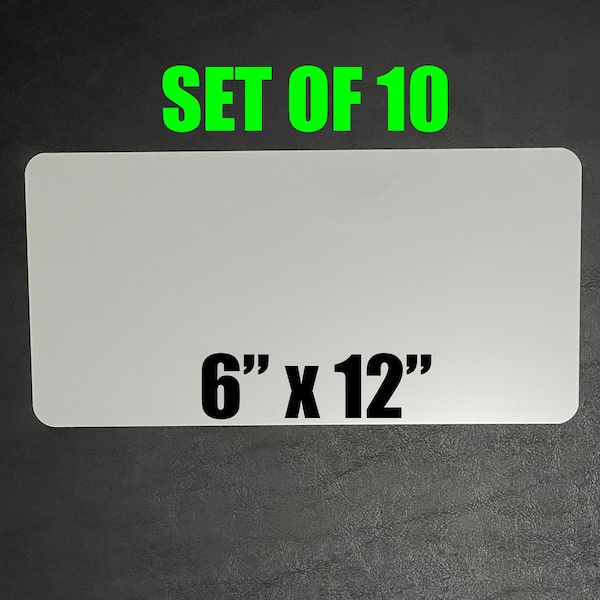 6"x12" Aluminum License Plate Sublimation Blanks - No Holes - 10pcs