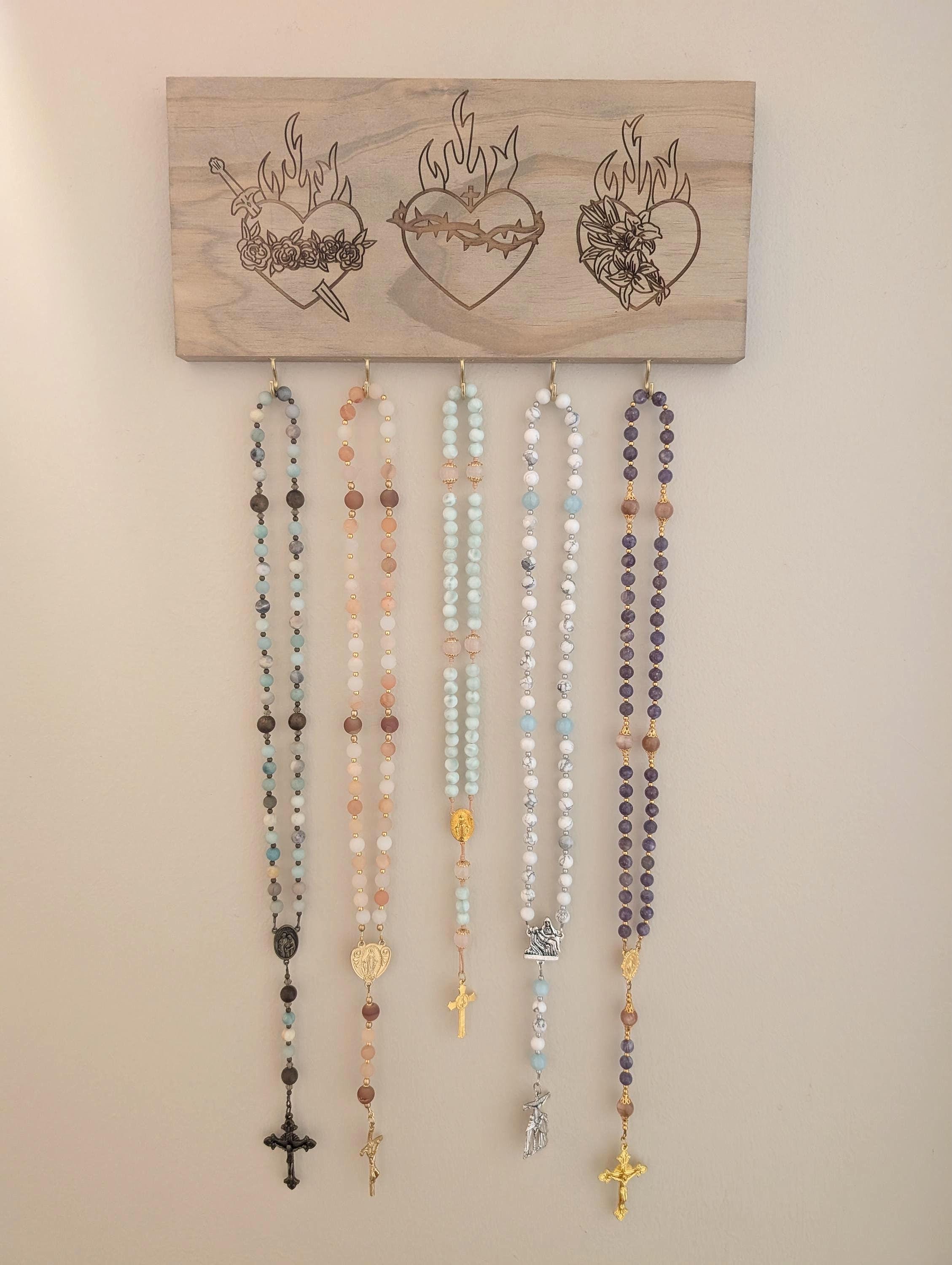 Rosary Rack Three Hearts Wooden Rosary Rack Hanger - Etsy