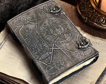 Diario de cuero del Grimorio de Hamunaptra: réplica del Libro de los Muertos