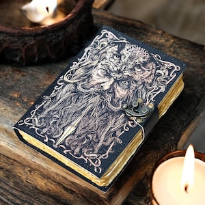 400 Page Large Grimoire leather journal, leather Print Notebook, Blank spell book of shadows Christmas Gifts For Him Her