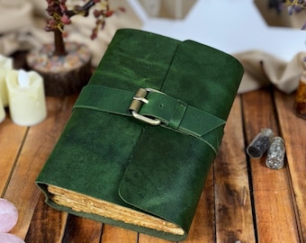Handmade Leather Journal with Buckle | Vintage Spell Book Grimoire