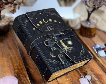 Levensboom leren grimoire – Book of Shadows, spreukendagboek