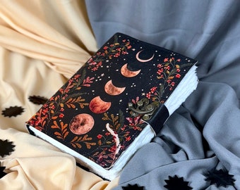 Mondphase Lederbuch: Vintage Handgemachtes Skizzenbuch mit Büttenrand