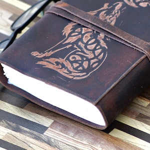 Personalisiertes Leder Journal, Vintage Wolf Geprägtes, handgemachtes Leder gebundenes Journal, Reise schreiben Notizbuch, leeres Papier personalisierte Geschenke