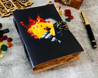 Magic Spells libro delle ombre - Leather Print Playing Card journal - arredamento del casinò, pagine grimorio 7x5 pollici