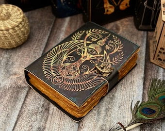 Embossed Leather Grimoire Journal: Blank Book of Shadows, Spellbook
