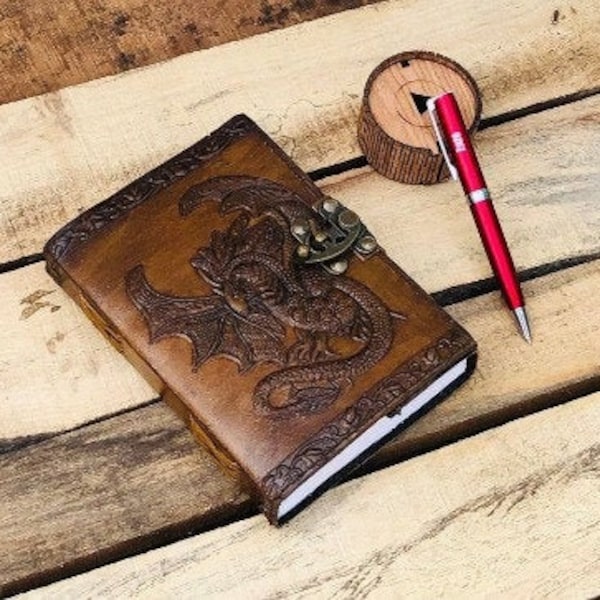 50% Off Leather Journal Beautiful Dragon Embossed Handmade Personal Organizer Notebook For Collage Book Of Shadows Poetry Book Sketchbook