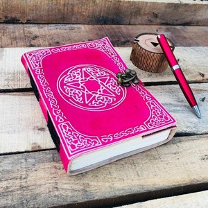 double color Blank Spell Book Of Shadow Handmade Leather Journal  witches wicca Pagan Valentine Day Gift, Gift For Him 7x5 Inc.