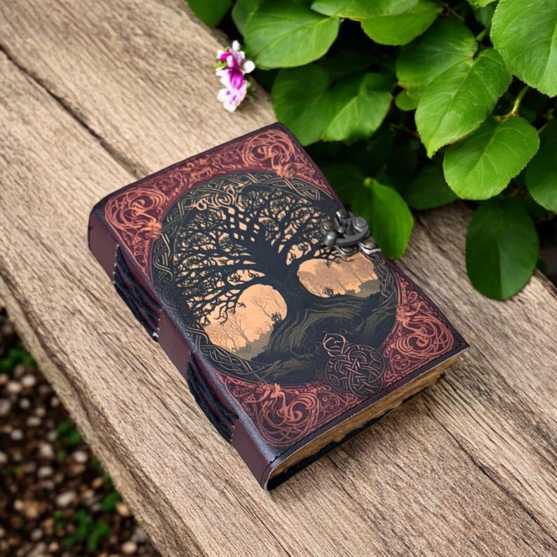 Tree of Life Leather Grimoire: Large Spell Book, Blank Journal - Etsy