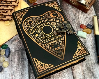 Ouija Board Leather Journal: Witchcraft Book of Shadows, Pagan Grimoire