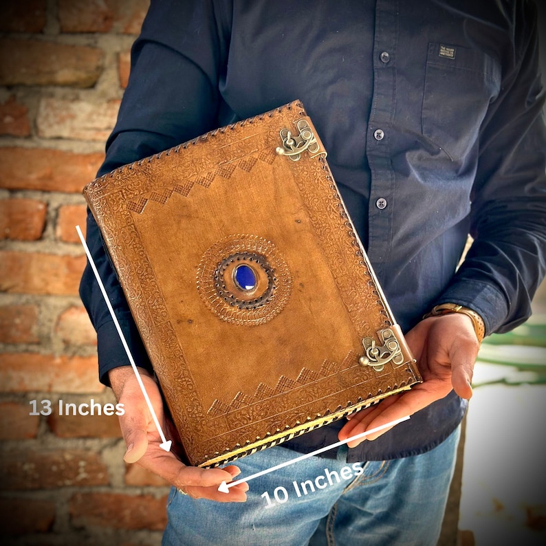 Grimoire journal Leather journal Blank spell book book of shadows Leather Gifts For Him sketchbook journal notebook image 9