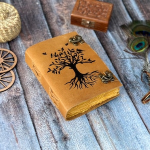 Baum des Lebens Leder Journal, Leder ungefüttertes Notizbuch, Hochzeitsgästebuch, Reisetagebuch, Skizzenbuch, Geburtstagsgeschenk, Grimoire