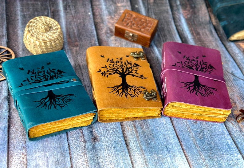 Tree of life leather bound journal for men women