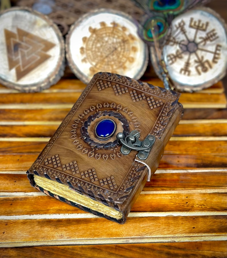 Grimoire journal Leather journal Blank spell book book of shadows Leather Gifts For Him sketchbook journal notebook image 6