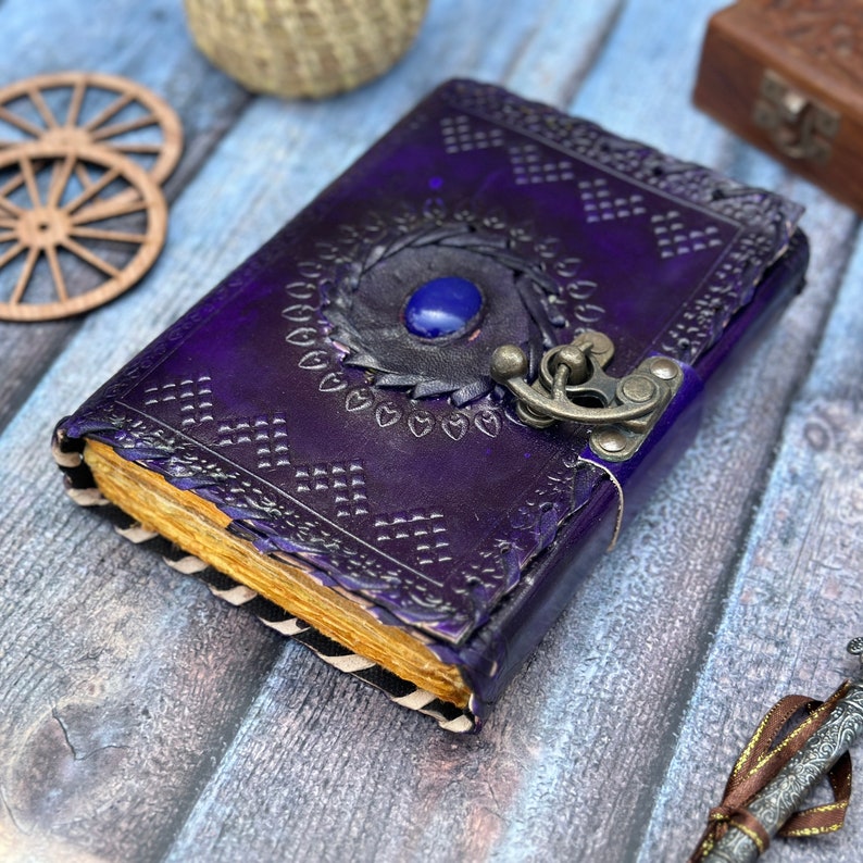 Grimoire journal Leather journal Blank spell book book of shadows Leather Gifts For Him sketchbook journal notebook image 5