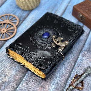 Grimoire journal Leather journal Blank spell book book of shadows Leather Gifts For Him sketchbook journal notebook image 3