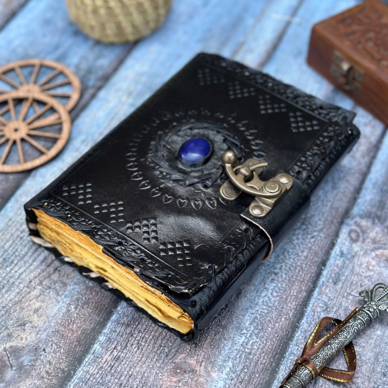Grimoire journal Leather journal Blank spell book book of shadows Leather Gifts For Him sketchbook journal notebook image 3