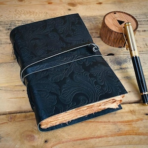 New beautiful Black Leather journals, Notebook Or Sketchbook Vintage Antique Deckle Paper, Book Of shadows, leather Gift for Men & Women