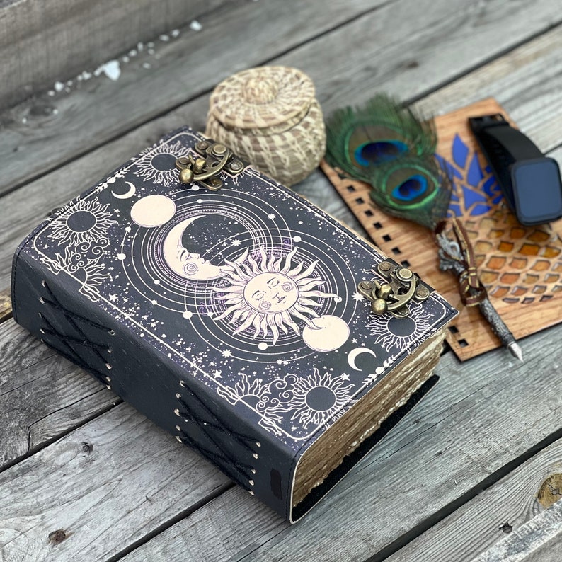 400 page sun moon leather journal