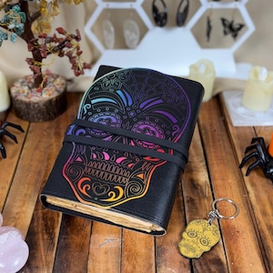 400 Pages - Skull Grimoire Leather Journal Notebook Journal for women - Fat journal handmade Deckle Paper Notebook Journal for gift