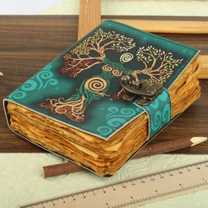 Grimoire journal Leather Print mother of earth journal Blank spell book book of shadows Leather Gifts For Him sketchbook journal notebook