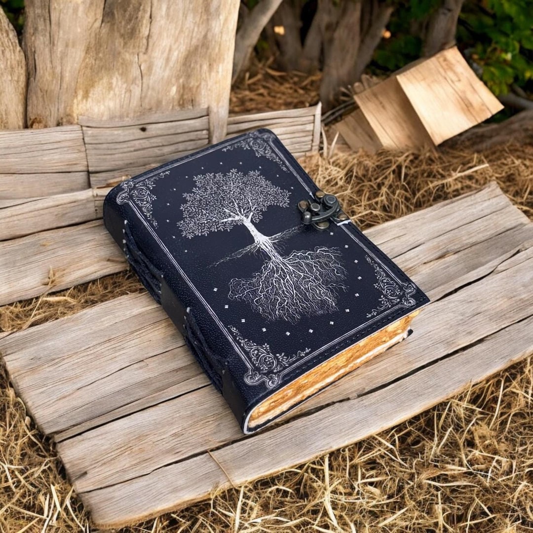 Tree of Life Leather Grimoire Journal: Blank Book of Shadows - Etsy