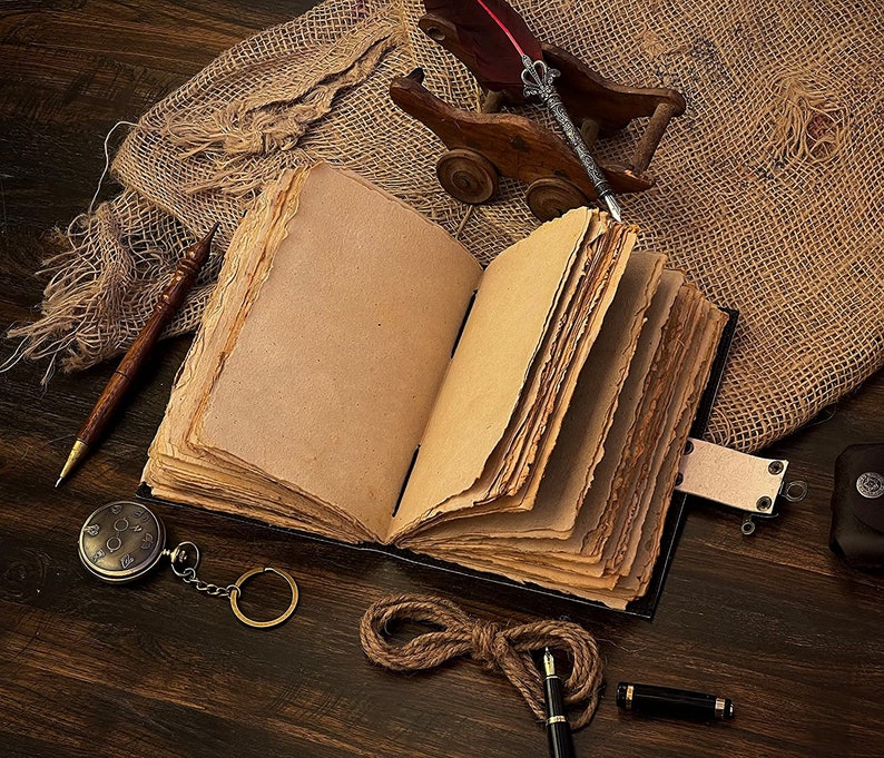 Journal en cuir vintage journal relié en cuir fait main bord deckle journal livre des ombres carnet de dessin en cuir carnet de croquis image 7