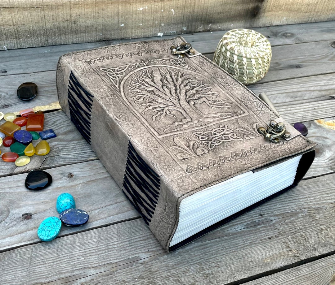 Large Leather Journal - Handmade Embossed Tree of Life Writing Notebook ...