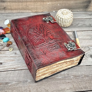 400 Pages Book Of Shadows, Leather Grimoire Journal, Magic Book, Celtic journal The Morrigan, Leather book Travel notebook, Christmas Gift