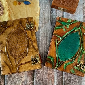 Grimoire journal Leather Antique Leaf journal Blank spell book book of shadows Leather Gifts For Him sketchbook journal notebook