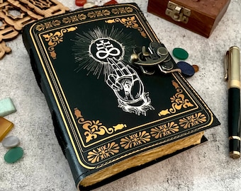 Leather Journal: Illuminated Wiccan Spell Book of Shadows (7x5 Inch)