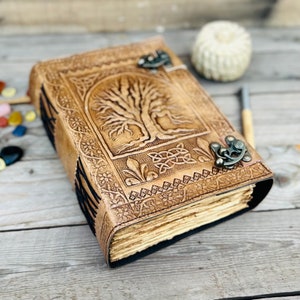 400 Pages Book Of Shadows, Leather Grimoire Journal, Magic Book, Celtic journal The Morrigan, Leather book Travel notebook, Christmas Gift Chracoal