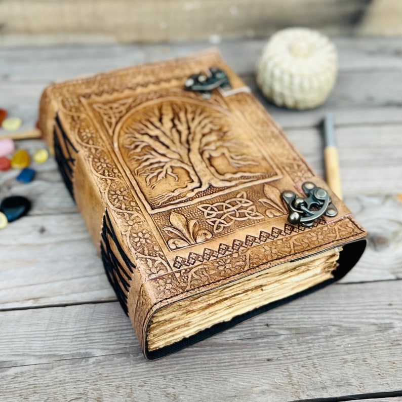 400 Pages Book Of Shadows, Leather Grimoire Journal, Magic Book, Celtic journal The Morrigan, Leather book Travel notebook, Christmas Gift Chracoal