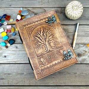 400 Pages Book Of Shadows, Leather Grimoire Journal, Magic Book, Celtic journal The Morrigan, Leather book Travel notebook, Christmas Gift image 8