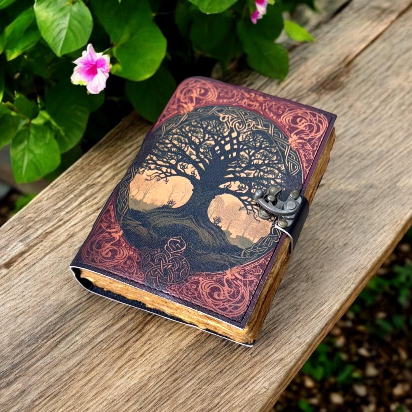 Tree of Life Leather Grimoire: Large Spell Book, Blank Journal - Etsy