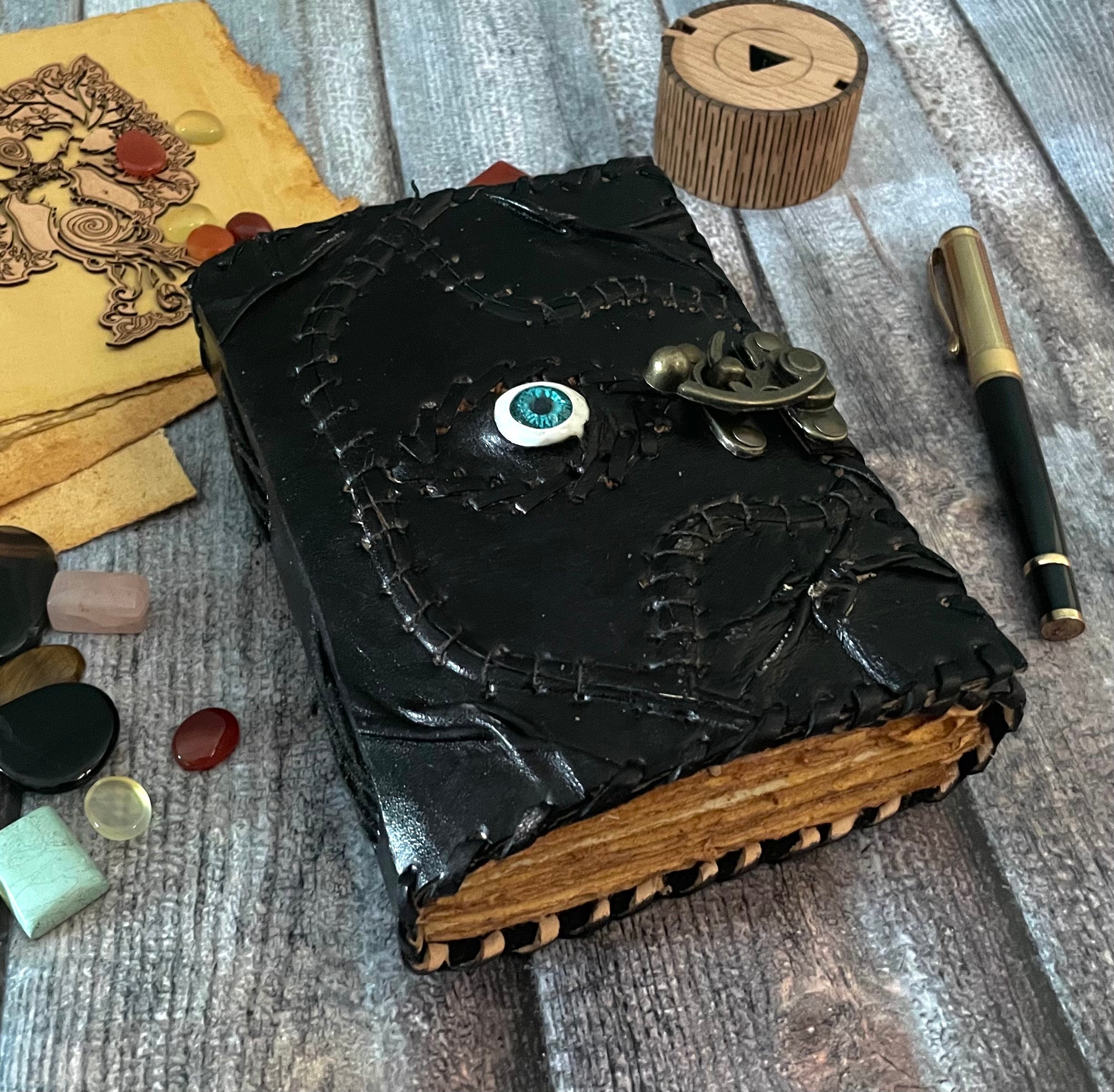 Hocus Pocus book of spells Leather Journal • Blank book, Wiccan Pagan, halloween decor, halloween gifts for him Her