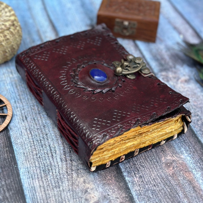 Grimoire journal Leather journal Blank spell book book of shadows Leather Gifts For Him sketchbook journal notebook image 4