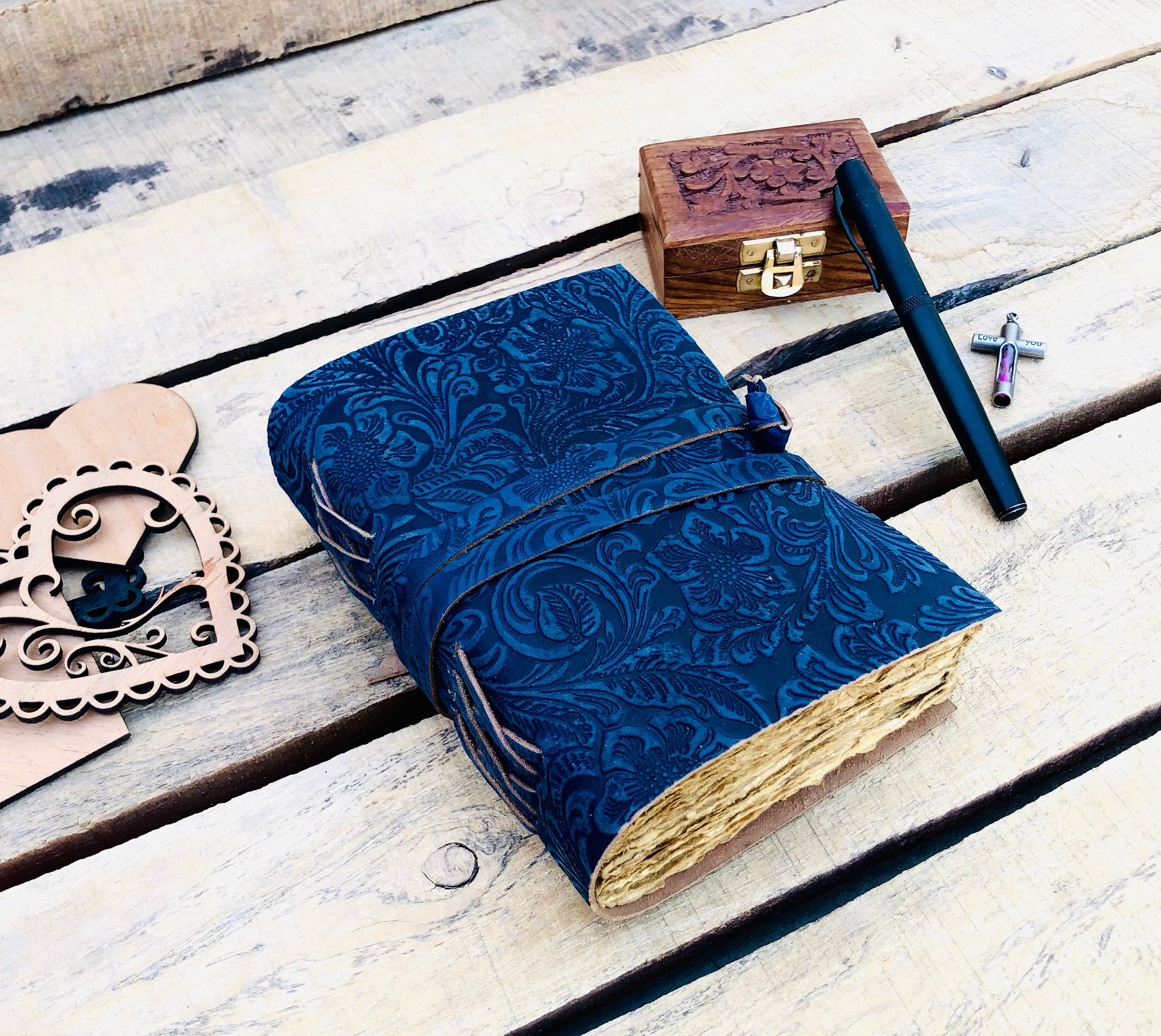 New beautiful Blue Leather journals Notebook Or Sketchbook Etsy