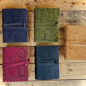 Pack Of 5 Leather Journal, Notebook Or Sketchbook Vintage Antique Deckle Edge Paper, Book Of shadows, Best Gift for Women, 5 Colour Journal