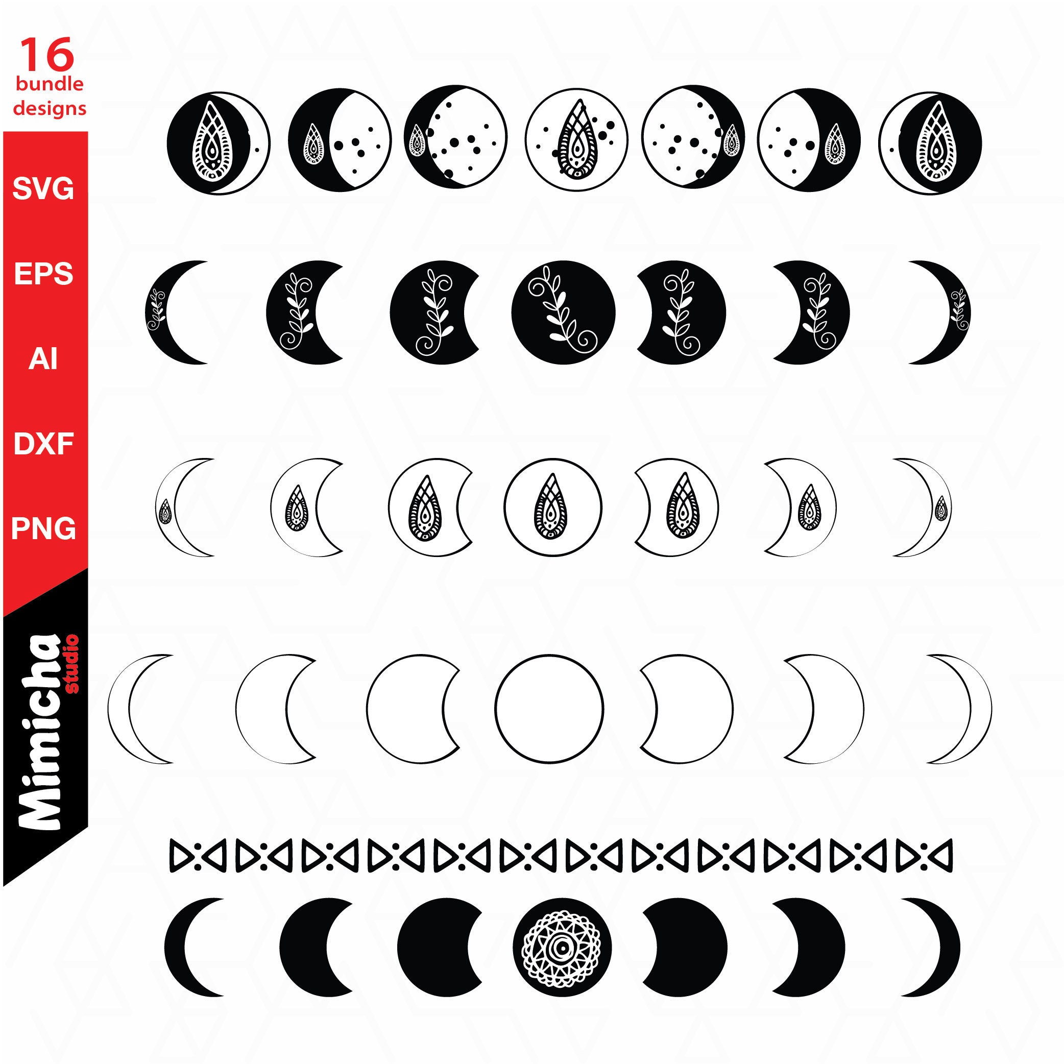 Download Moon Phases svg Crescent moon svg Celestial svg files Moon ...