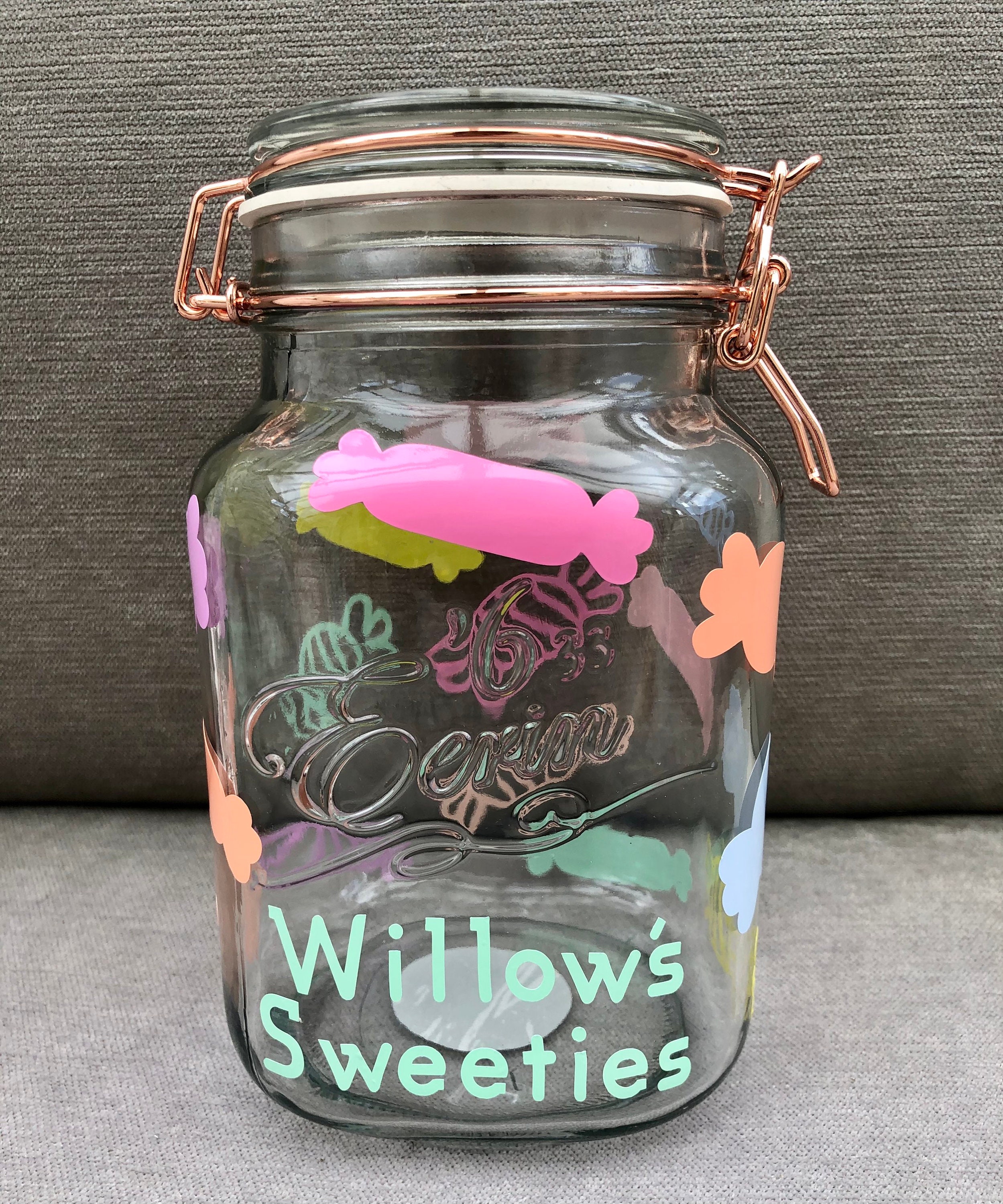 Personalised sweetie jar Glass sweet jar personalised sweet Etsy