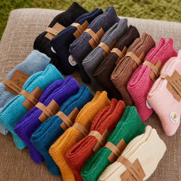 Wool Socks - 4 Pairs Pack - Soft Socks - Lambs Wool - Wool Socks For Woman - Winter Socks - Knittting Socks -Knitting Wool- Gift for her -
