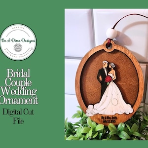 Decorazione per matrimonio con coppia di sposi, bomboniera per invitati al matrimonio, decorazione per matrimonio in formato SVG, regalo personalizzato per invitati al matrimonio, signor e signora, regalo "Just Married"