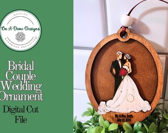Personalized Wedding Ornament SVG, Bridal Couple Keepsake (Digital Download)