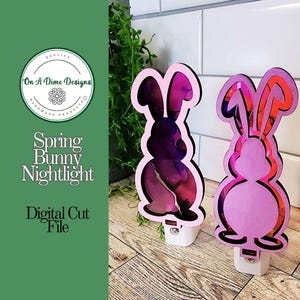 Easter Bunny Night Light Digital File, Rabbit Laser Cut Nightlight, Spring Holiday Interchangeable Sign, Download File for Laser Cut Machine