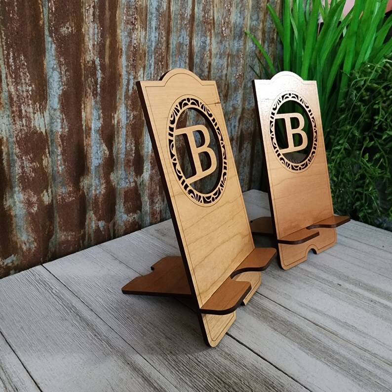 Portable Monogram Wooden Cellular Phone Stand Etsy