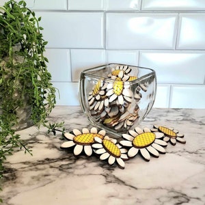Set of Three Farmhouse Daisies, Rustic Farmhouse Daisies, Wooden Daisies Decor, Vase Filler for Her, Spring Flowers for Her, Nursery Decor